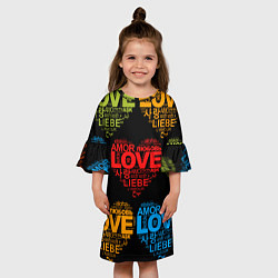 Платье клеш для девочки Love, Amor, Любовь - Неон версия, цвет: 3D-принт — фото 2