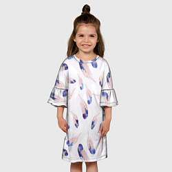 Платье клеш для девочки Разноцветные Падающие Перья, цвет: 3D-принт — фото 2