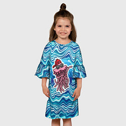 Платье клеш для девочки Милый осьминог, цвет: 3D-принт — фото 2