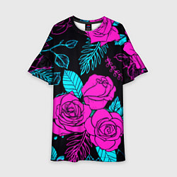 Платье клеш для девочки Авангардный паттерн из роз Лето, цвет: 3D-принт