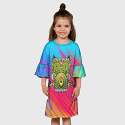 Платье клеш для девочки Совушка - сова, цвет: 3D-принт — фото 2