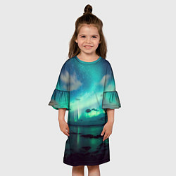 Платье клеш для девочки Aurora borealis, цвет: 3D-принт — фото 2