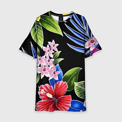 Платье клеш для девочки Floral vanguard composition Летняя ночь Fashion tr, цвет: 3D-принт