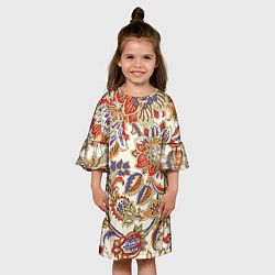 Платье клеш для девочки Цветочный винтажный орнамент, цвет: 3D-принт — фото 2
