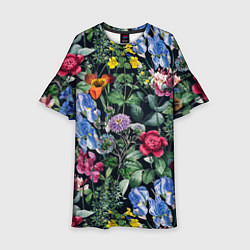 Платье клеш для девочки Цветы Старый Сад, цвет: 3D-принт