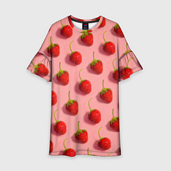 Платье клеш для девочки Strawberry Pattern, цвет: 3D-принт