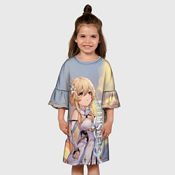 Платье клеш для девочки Путешественница из Genshin Impact, цвет: 3D-принт — фото 2