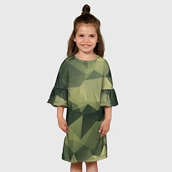 Платье клеш для девочки 3д полигоны - камуфляж, цвет: 3D-принт — фото 2