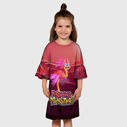Платье клеш для девочки My singing monsters СТРАВОК Yawstrich, цвет: 3D-принт — фото 2