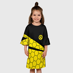 Платье клеш для девочки Боруссия - borussia желтые соты, цвет: 3D-принт — фото 2
