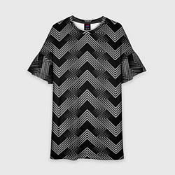Платье клеш для девочки Геометрический черно-белый узор Арт Деко, цвет: 3D-принт