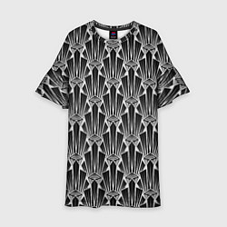 Платье клеш для девочки Черно-белый модный геометрический узор арт деко, цвет: 3D-принт