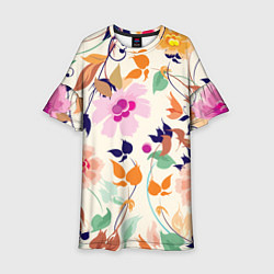 Платье клеш для девочки Summer floral pattern, цвет: 3D-принт