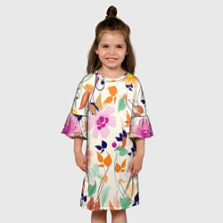 Платье клеш для девочки Summer floral pattern, цвет: 3D-принт — фото 2