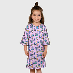 Платье клеш для девочки РЕТРО ПАТТЕРН 80-е, цвет: 3D-принт — фото 2