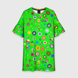 Платье клеш для девочки TEXTURE OF MULTICOLORED FLOWERS, цвет: 3D-принт
