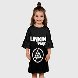Платье клеш для девочки Linkin Park логотип и надпись, цвет: 3D-принт — фото 2