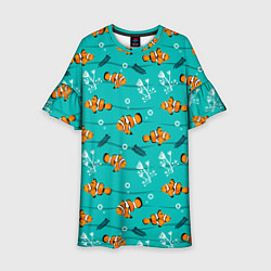 Платье клеш для девочки TEXTURE OF SEA FISH, цвет: 3D-принт