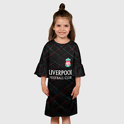 Платье клеш для девочки Liverpool ливерпуль чёрточки, цвет: 3D-принт — фото 2