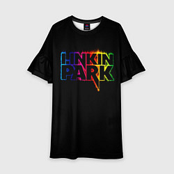 Платье клеш для девочки Linkin Park neon, цвет: 3D-принт