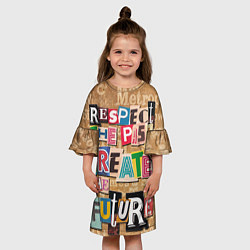 Платье клеш для девочки Уважайте прошлое, создавайте будущее!, цвет: 3D-принт — фото 2