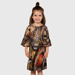 Платье клеш для девочки Механистическая композиция из шестерёнок и цепей С, цвет: 3D-принт — фото 2