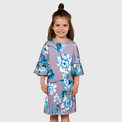 Платье клеш для девочки Летний стилизованный цветочный паттерн, цвет: 3D-принт — фото 2
