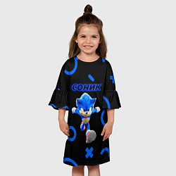 Платье клеш для девочки Sonic фигуры, цвет: 3D-принт — фото 2