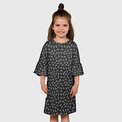 Платье клеш для девочки Угловые Фигуры На Чёрном Фоне, цвет: 3D-принт — фото 2