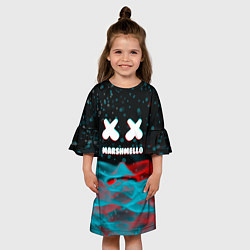 Платье клеш для девочки Marshmello logo крапинки, цвет: 3D-принт — фото 2