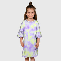 Платье клеш для девочки Нежный желто-фиолетовый тай дай, цвет: 3D-принт — фото 2