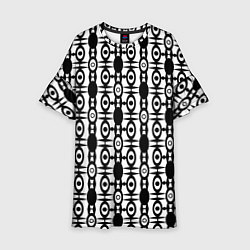 Платье клеш для девочки Черно-белый современный узор, цвет: 3D-принт