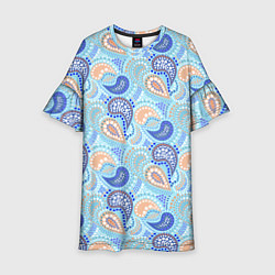 Детское платье Турецкий огурец Turkish cucumber blue pattern