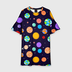 Платье клеш для девочки Солнечная Система Планет, цвет: 3D-принт