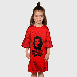 Платье клеш для девочки Че Гевара - на красном фоне, цвет: 3D-принт — фото 2