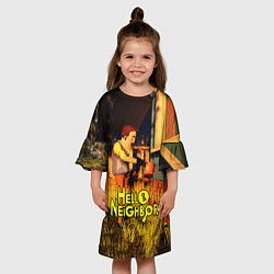 Платье клеш для девочки Hello Neighbor Привет сосед Сосед поливает, цвет: 3D-принт — фото 2