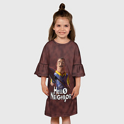 Платье клеш для девочки Привет сосед: Сосед с лопатой, цвет: 3D-принт — фото 2