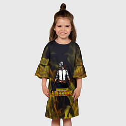 Платье клеш для девочки PlayerUnknowns Battlegrounds жёлтое пламя, цвет: 3D-принт — фото 2