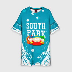 Платье клеш для девочки Южный Парк - на голубом фоне, цвет: 3D-принт
