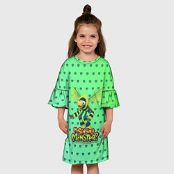 Платье клеш для девочки My singing Monsters - Жужук, цвет: 3D-принт — фото 2