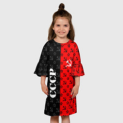 Платье клеш для девочки Ссср - серп и молот - паттерн, цвет: 3D-принт — фото 2