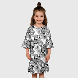 Платье клеш для девочки Black and white sport pattern, цвет: 3D-принт — фото 2