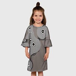 Платье клеш для девочки Абстрактные круги-линии, цвет: 3D-принт — фото 2