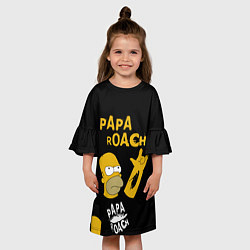 Платье клеш для девочки Papa Roach, Гомер Симпсон, цвет: 3D-принт — фото 2