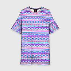 Платье клеш для девочки Геометрические узоры из линий, цвет: 3D-принт