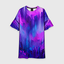 Платье клеш для девочки Purple splashes, цвет: 3D-принт