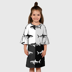 Платье клеш для девочки Стая акул - pattern, цвет: 3D-принт — фото 2