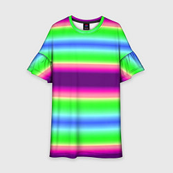 Платье клеш для девочки Яркие разноцветные размытые полосы, цвет: 3D-принт