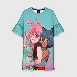 Платье клеш для девочки Назуна и Митиру арт - Совершенно новое животное, цвет: 3D-принт