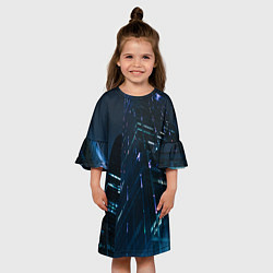 Платье клеш для девочки Неоновые ночные вышки в городе, цвет: 3D-принт — фото 2
